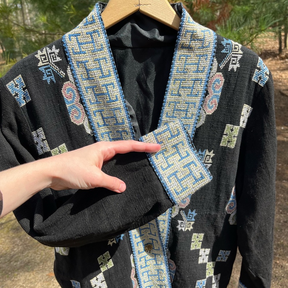 Vintage Handmade Peruvian Tapestry Jacket - image 3